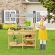 preview thumbnail 12 of 12, Wooden Pretend Play Toy Kitchen with Stove Open Top Shelf and Spacious Tabletop - 29.5" x 14" x 36"