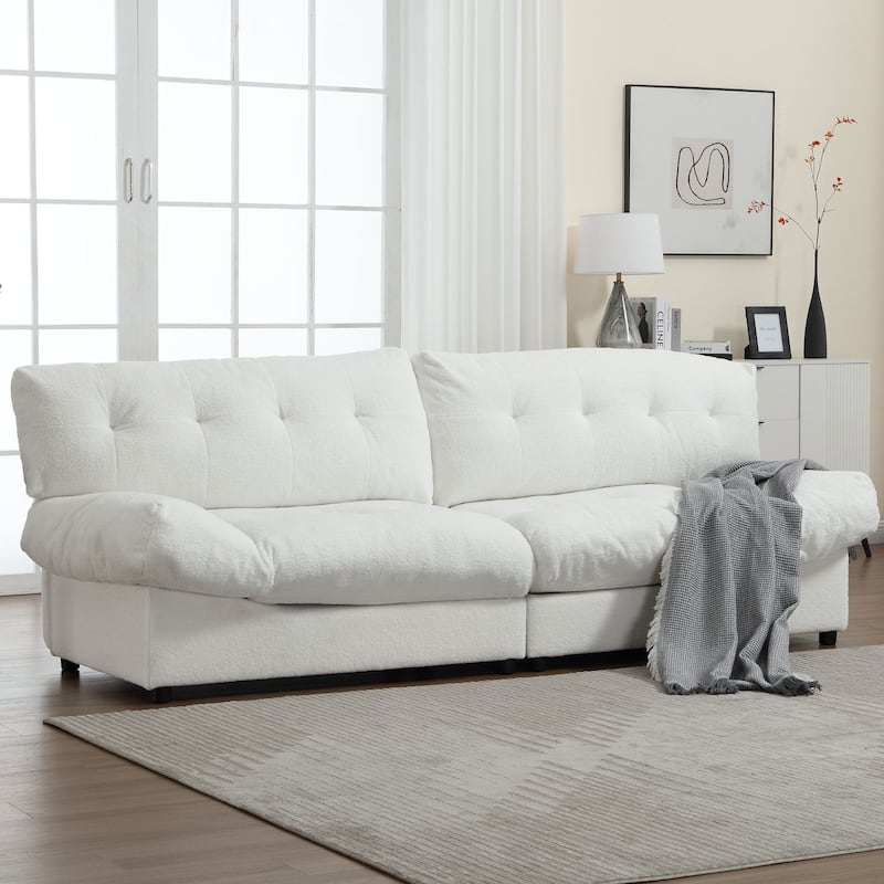 Stylish 2-Seater Cloud Sofa with Teddy Velvet Upholstery for Apartments and Living Rooms