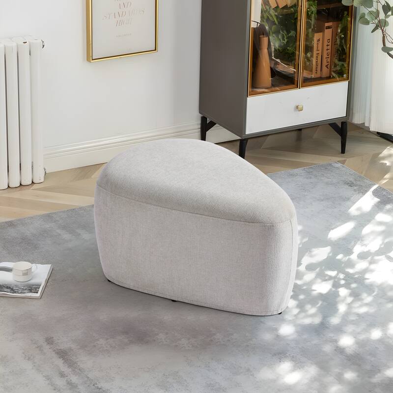 Modern Triangular Upholstered Accent Ottoman - Small - Light Sand/S