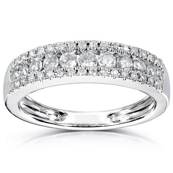 Annello by Kobelli 14k White Gold 3-row Diamond Anniversary Band. Opens flyout.