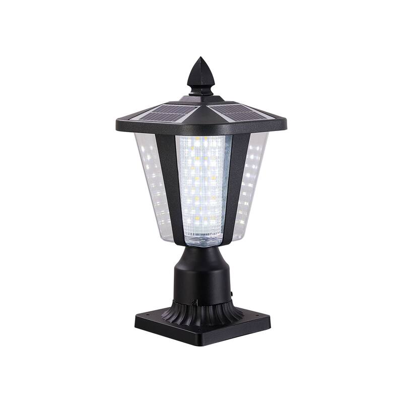 Solar Post Light, Outdoor Patio Fence Post Lamp with Warm and Cool Lights, Decor for Yard Garden Deck