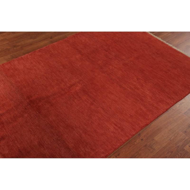 Gabbeh Modern Rug Hand-Knotted Bedroom Wool Carpet - 3'11" x 6'0"
