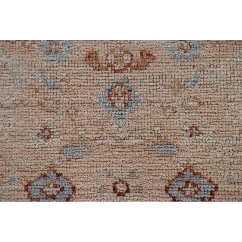 Hand Knotted Oriental 100% Wool Carpet Transitional Geometric Peach Oushak Area Rug - 3' 10'' X 2' 9''