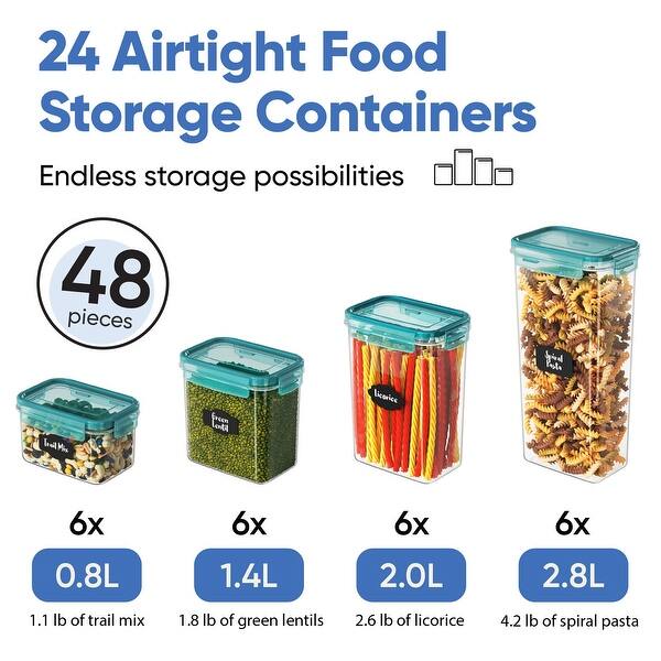 Airtight Food Storage Containers with Lids (24 P Teal) for Kitchen