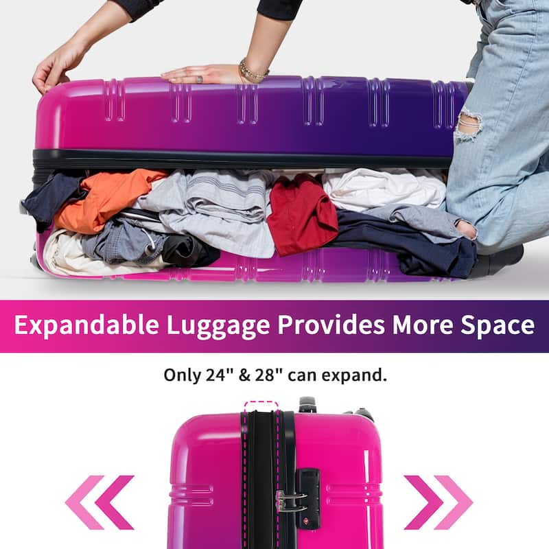 Classic 3 Piece Luggage Set with TSA Lock, ABS Durable Lightweight Suitcase with Spinner Wheels, Hardshell Carry-On Luggage