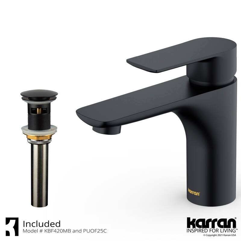 Karran Kayes single Hole Single Handle Basin Bathroom Faucet with Matching Pop-up Drain