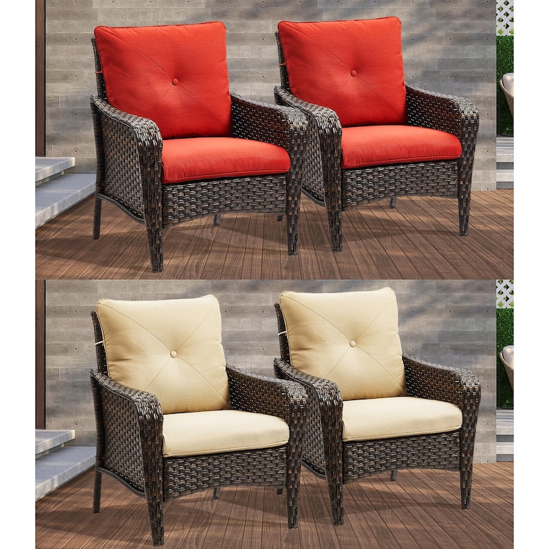 Gymojoy Outdoor Patio Chair with Deep Seating and Cushion (set of 2)