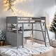 preview thumbnail 18 of 53, Stylish & Simple Full size Loft Bed with Drawers and Built-in Desk, Wooden Loft Bed with Shelves, Health and Comfort, Espresso Grey