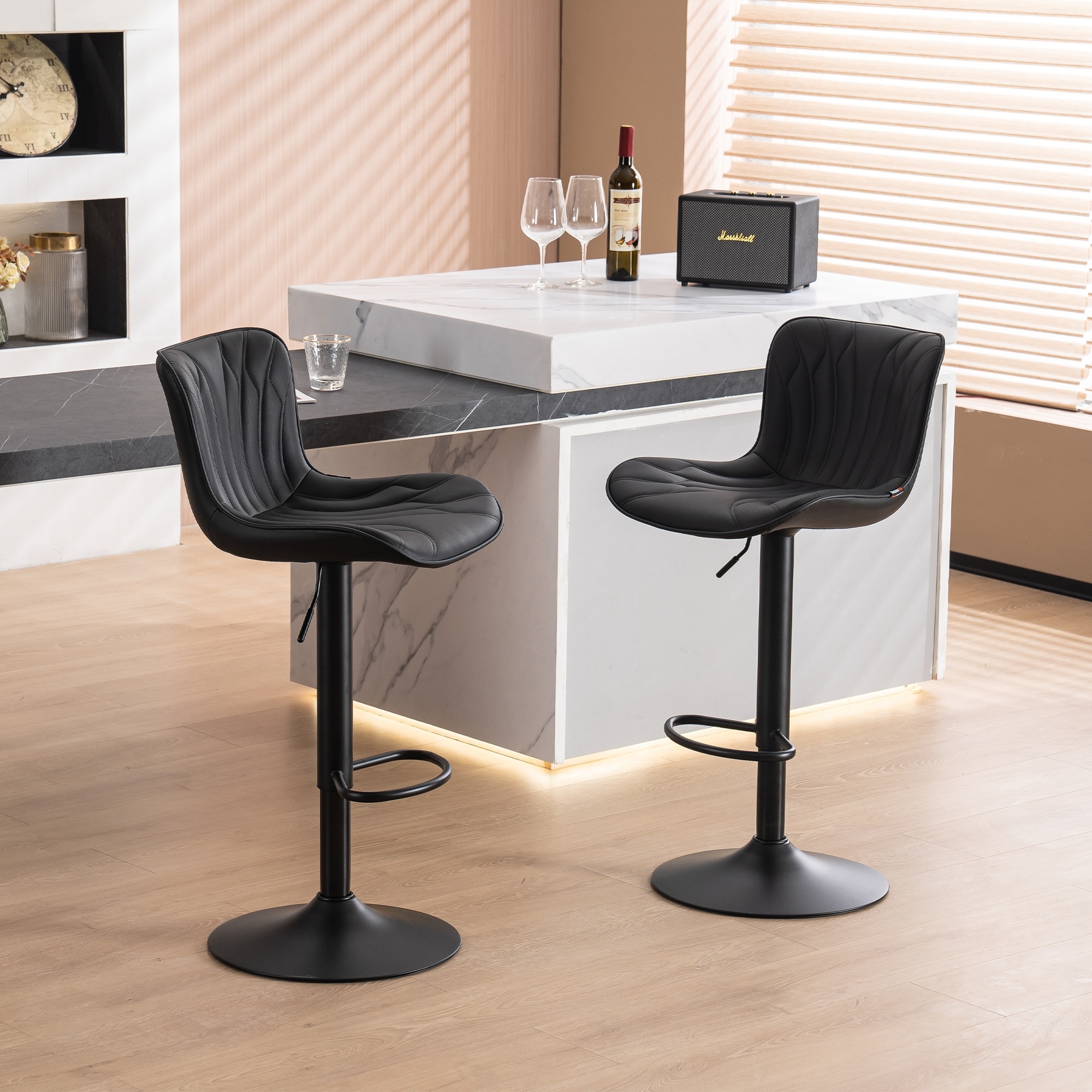 Counter Height Bar stools Modern Leather Adjustable Barstools