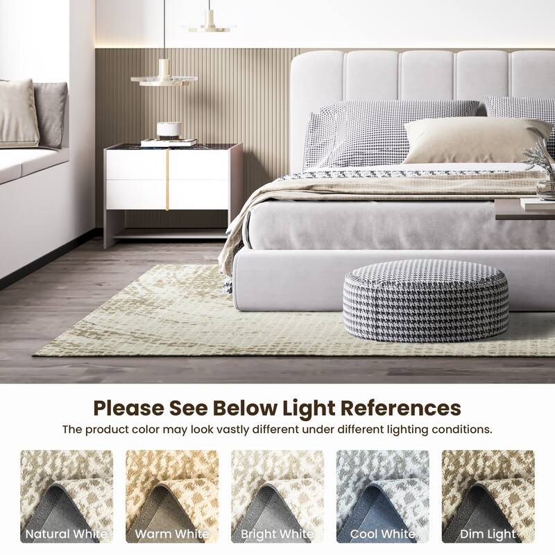 Glitzhome Modern Geometric Abstract Pattern High-Low Shag Area Rugs