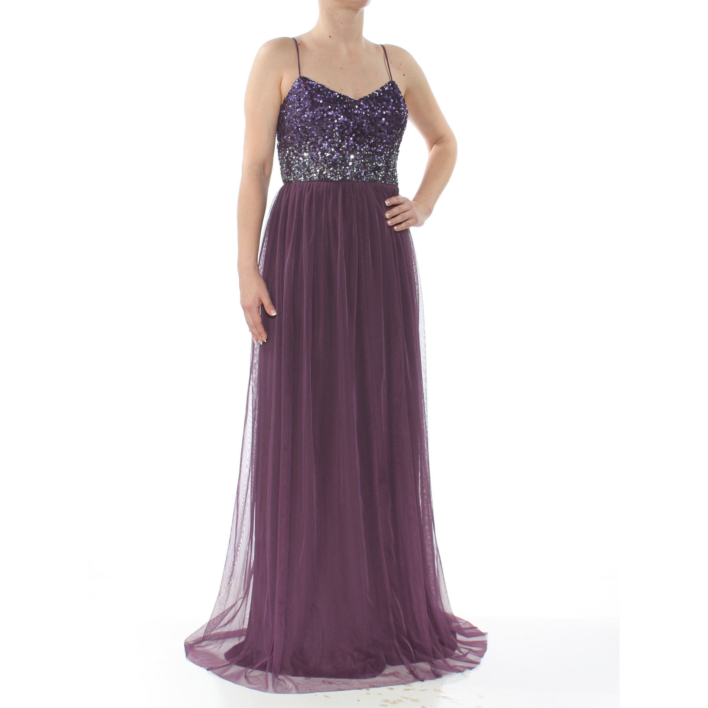 adrianna papell purple sequin dress