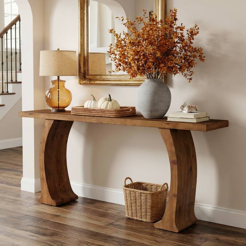 63 Inch Farmhouse Console Table for Entryway / Living Room, Fir Wood - 62.99" W x 11.81" D x 32.68" H