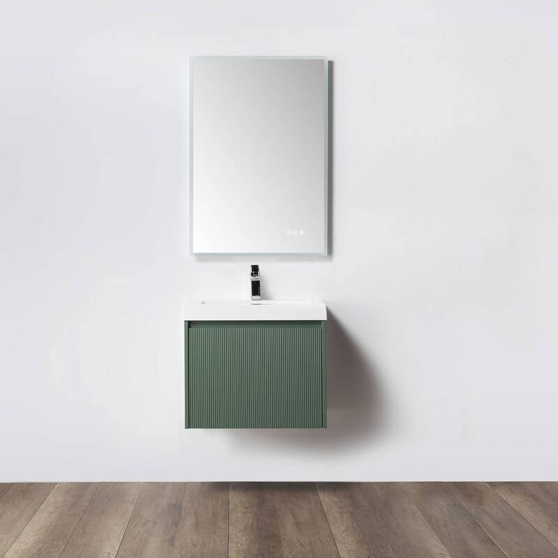 Floating Bathroom Vanity with Sink, Wall Mounted Vanity - 24" - SageGreem