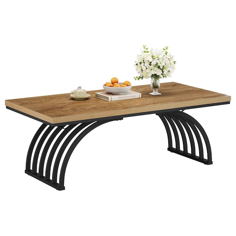 47-Inch Wood Coffee Table, Rustic Rectangular Center Tea Table