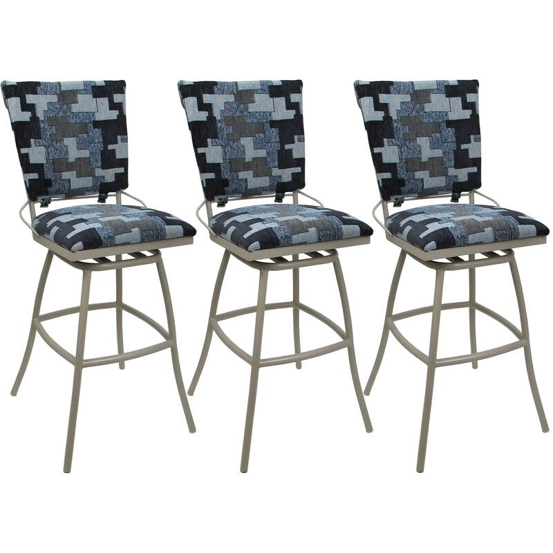 Set of 3 Outdoor Bar Stool Counter Extra Tall Jenna PB without Arms - Craftsman Flint - Beige - Extra Tall
