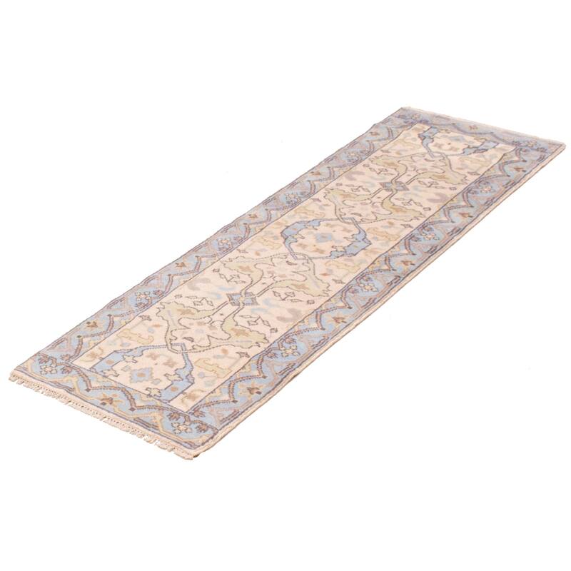 ECARPETGALLERY Hand-knotted Royal Oushak Cream Wool Rug - 2'7 x 7'10