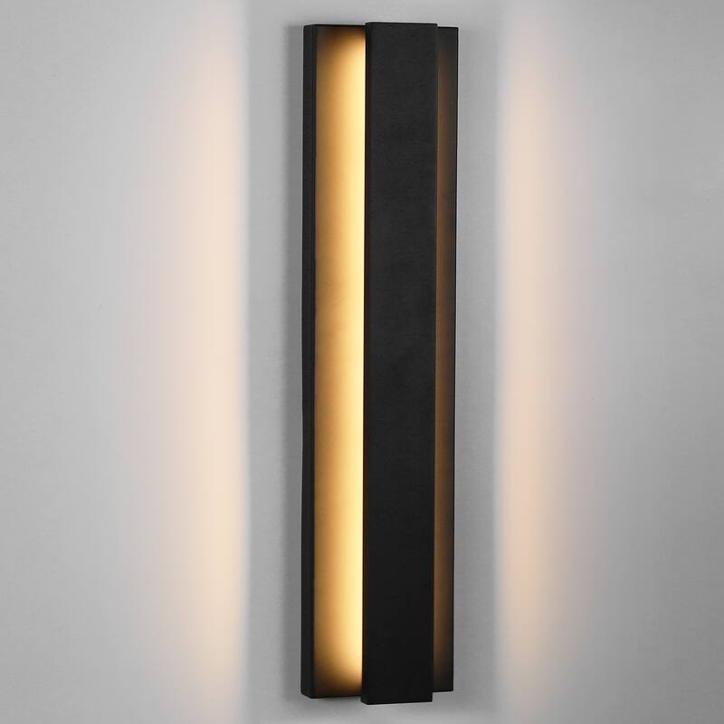 Black Modern/Contemporary LED Outdoor Wall Lantern Sconce 1 or 2 Set