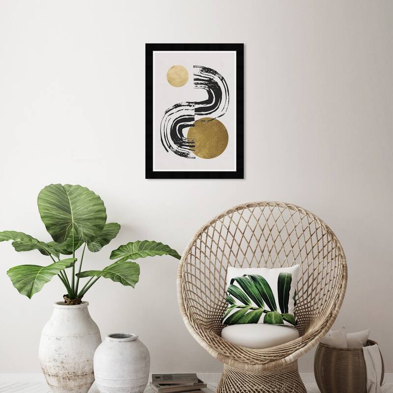 Wynwood Studio Prints Abstract Motion in Gold I Gold and Metallic Gold Modern & Contemporary Wall Art Canvas Print - Black