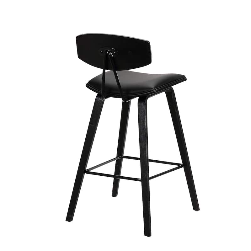 Faux Leather Saddle Bar Stool with Iron Frame and Low Back Support - 19” x 16” x 38” (D x W x H)