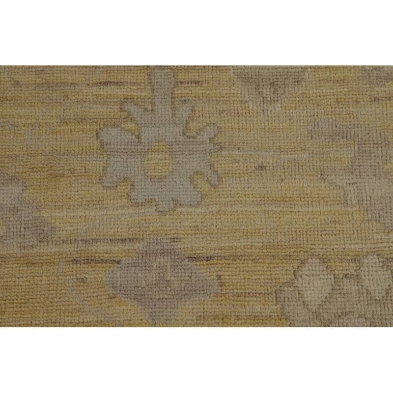 Vegetable Dye Oushak Turkish Area Rug Handmade Yellow Wool Carpet - 8'3" x 9'10"