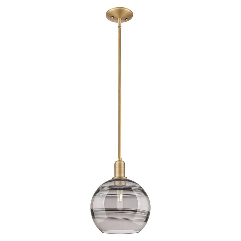 Innovations Lighting Endless Possibilities Arcadia - Rochester - 1 Light 10" Stem Hung Mini Pendant - Brushed Brass/Light Smoke