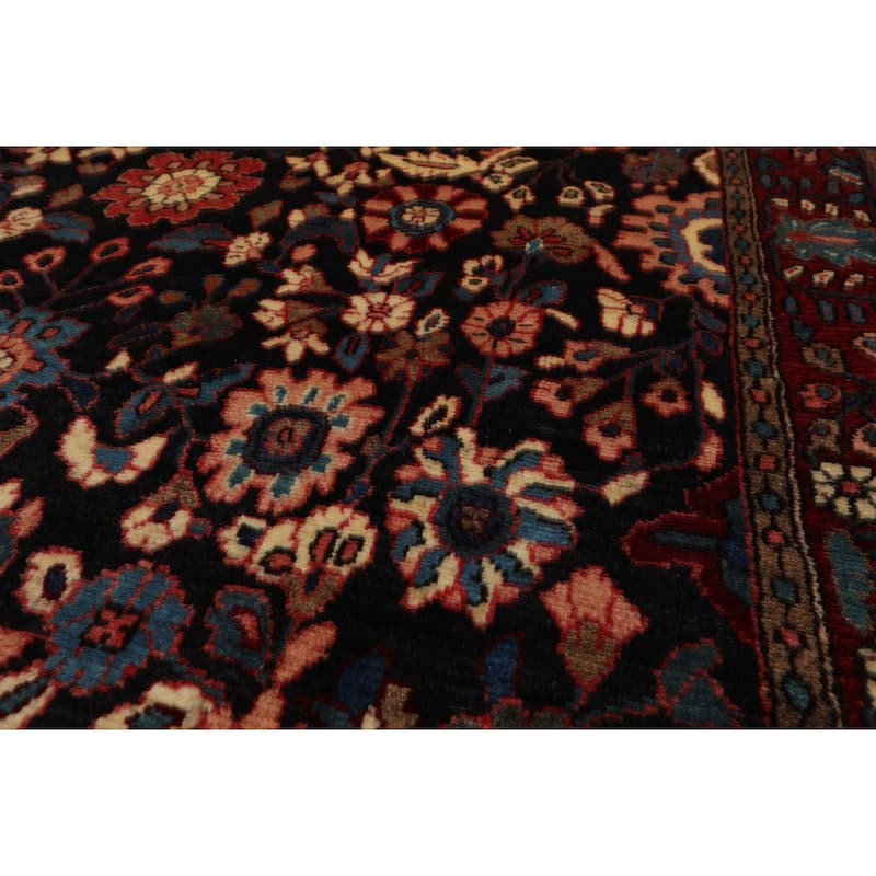 5'3''x11'5'' Hand Knotted Wool Midnight Blue Malayer Traditional Rug - 5' 3'' x 11' 5''