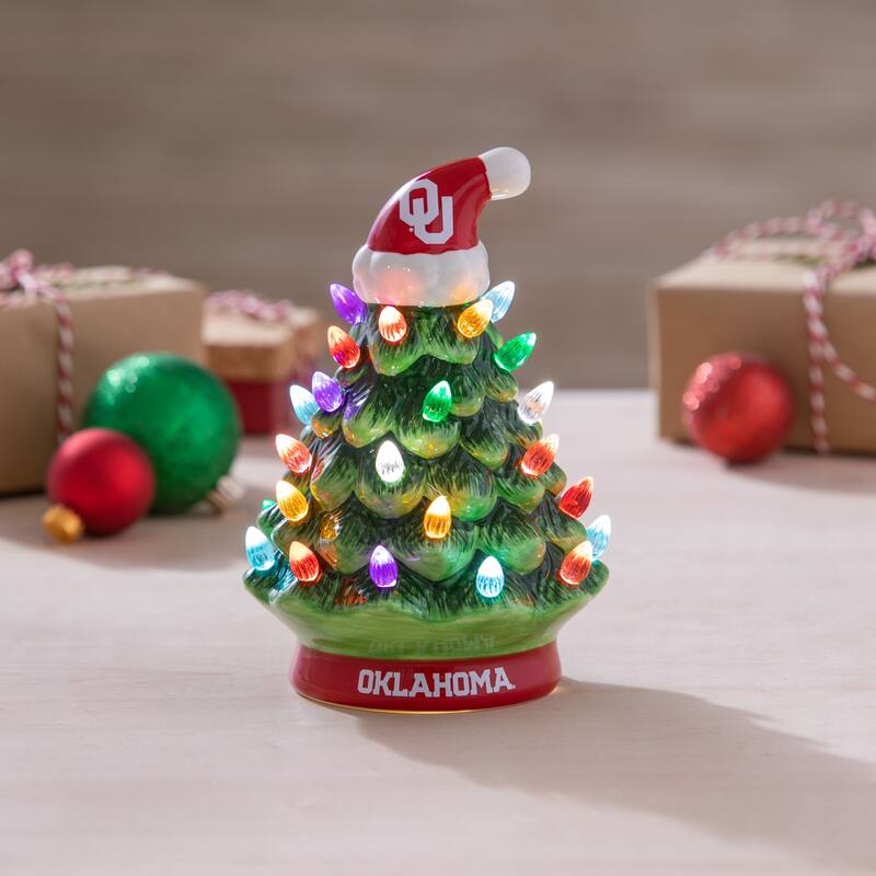 8" LED Ceramic Tabletop Christmas Tree, University of Oklahoma