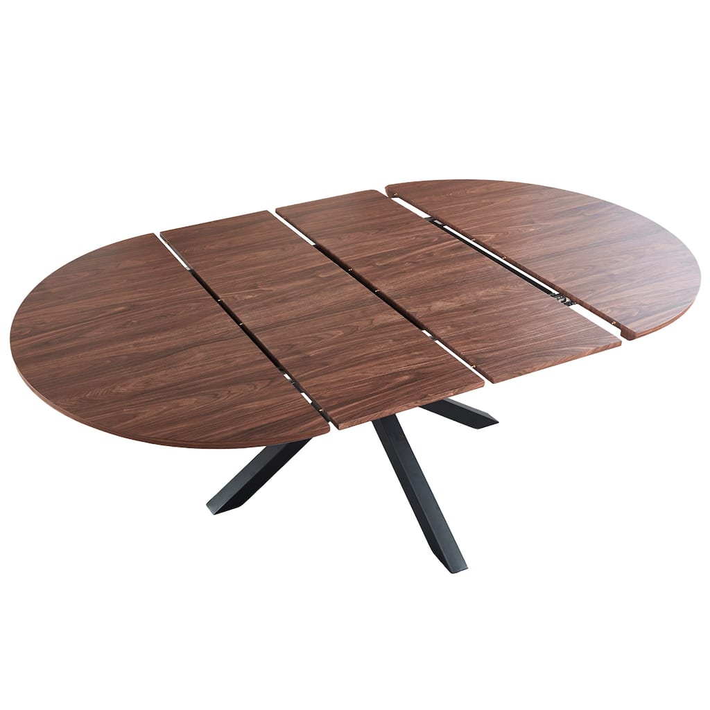 GDFStudio - Mapleton Modern Contemporary Space Saving 47.24" Extendable Dining Table with Telescoping Top & Metal Frame