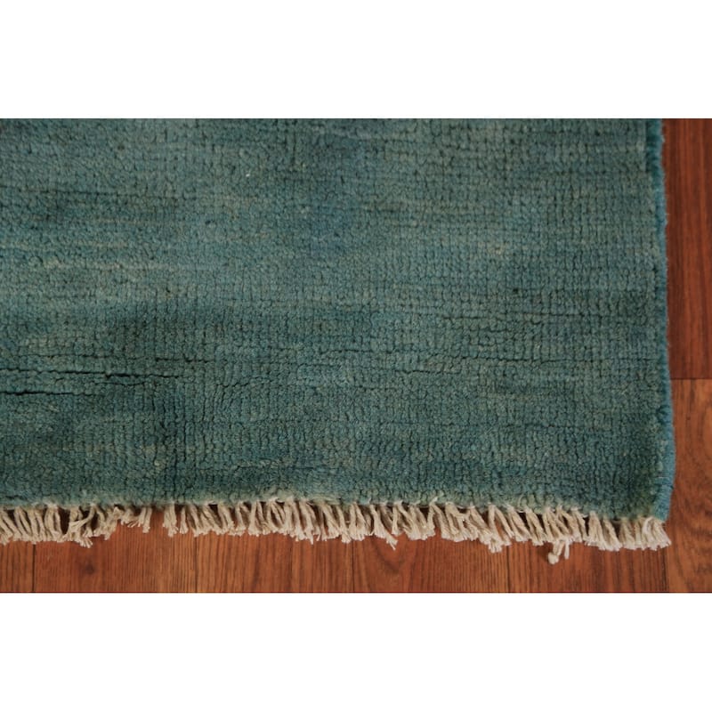 Modern Green Gabbeh Oriental Area Rug Bedroom Handmade Wool Carpet - 3'7" x 5'9"