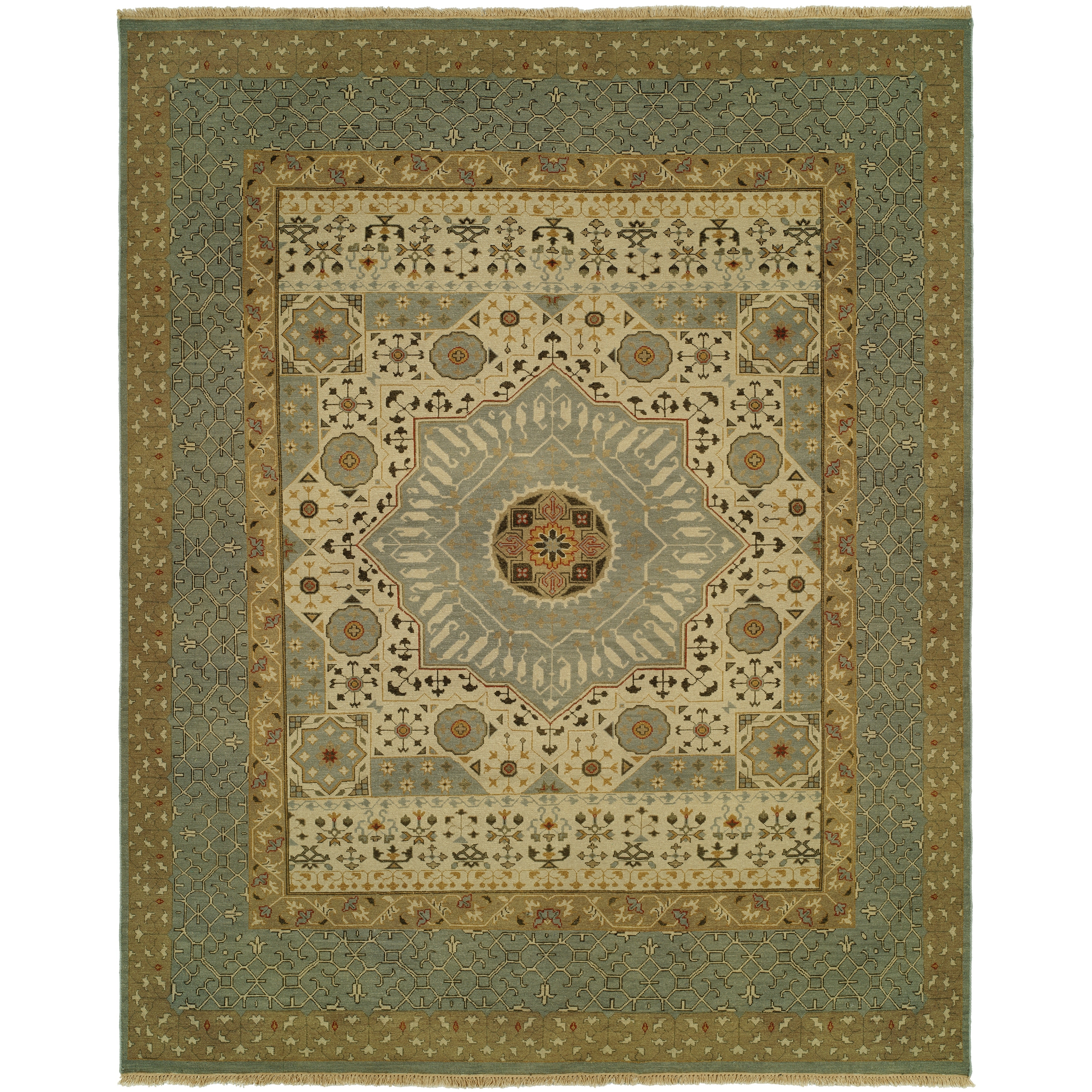 Traditional Multi-Colored Flatweave Wool Area Rug