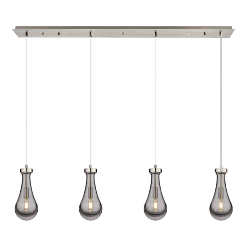 Innovations Lighting Owego - 4 Light 5" Cord Hung Linear Pendant - Brushed Satin Nickel/Light Smoke