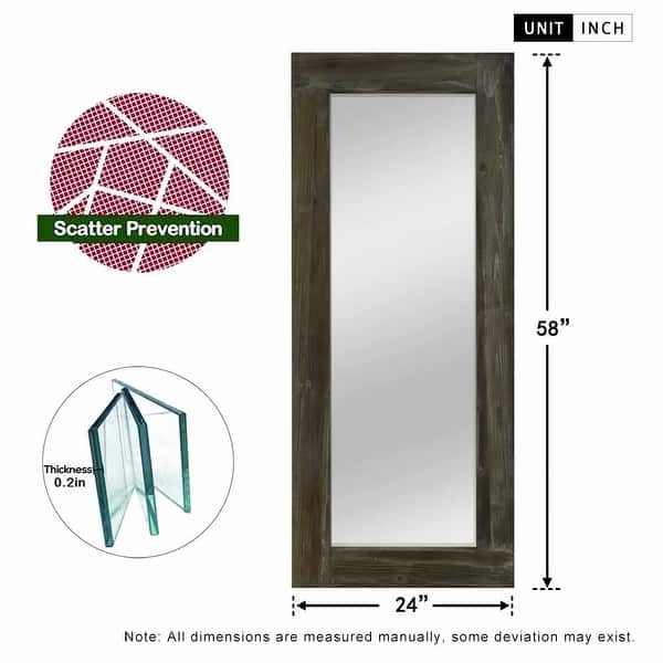 dimension image slide 0 of 6, Rustic Wood Freestanding Full-length Floor Mirror