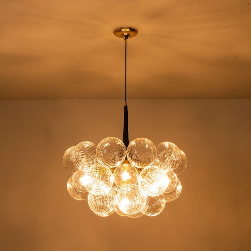 6-Light Swirled Glass Cluster Globe Chandelier - Dimmable