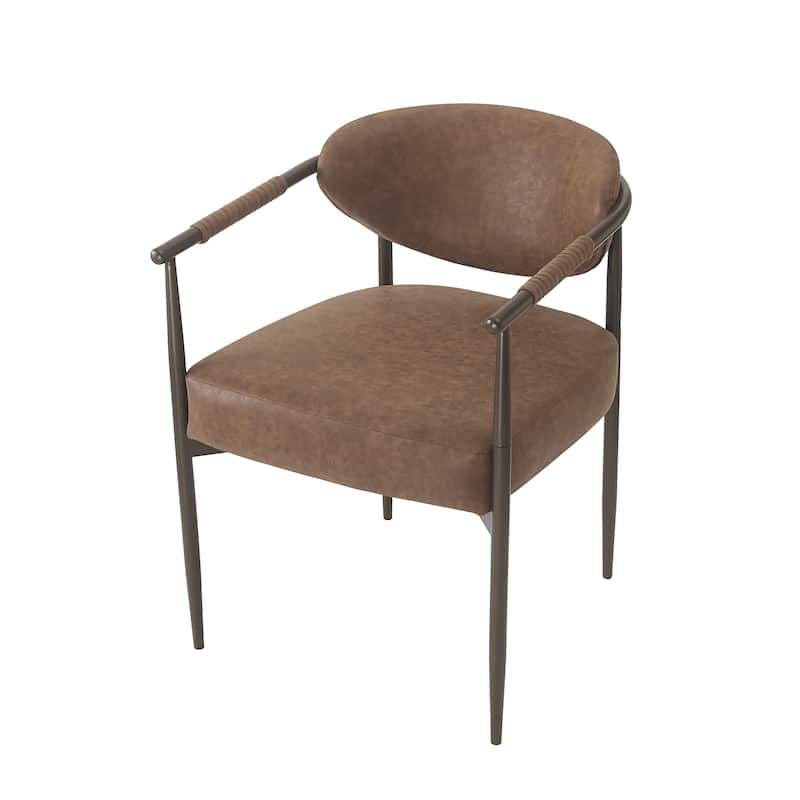 Christopher Knight Home - Thatch Iron-Frame Dining Armchairs with Upholstered Cushion (Set of 2)