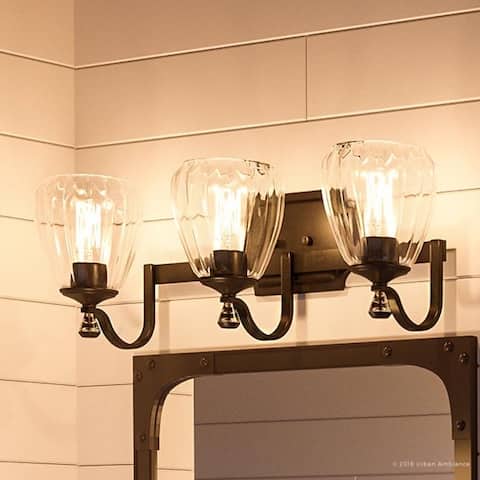 French Country Crystal 3-light Bathroom Vanity Light by Urban Ambiance - 7-1/2"H x 23"W x 7"Dep