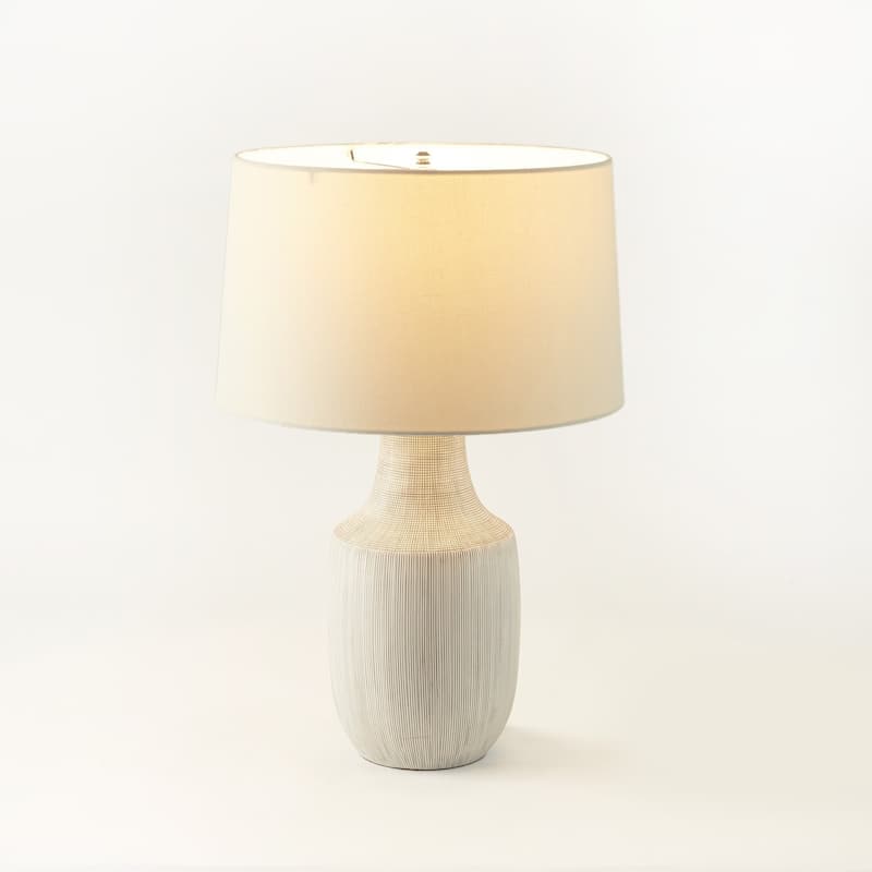 Ophelia Table Lamp-Black & White Grid Porcelain Ceramic