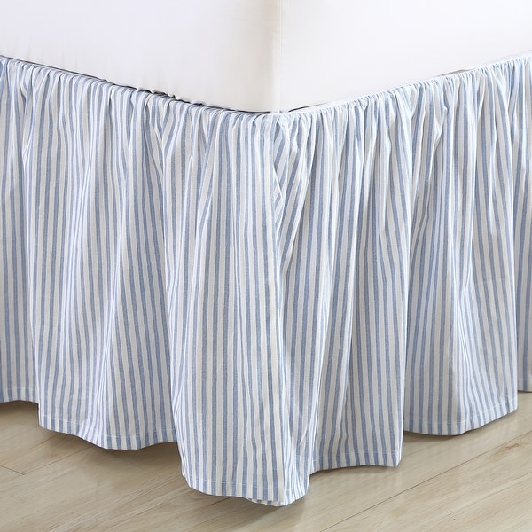 Laura Ashley LA Classics Ticking Stripe Blue Cotton Ruffled