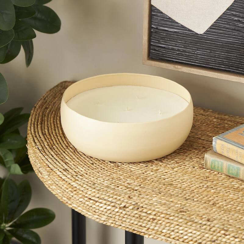 Beige, Black or Cream Metal Scented Textured 63oz 5 Wick Decorative Candle with White Wax