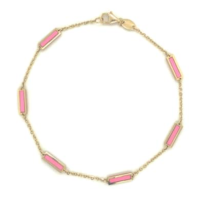 Joelle Collection Pink Agate Stackable Bar Bracelet - 14K Gold Pink Bracelet