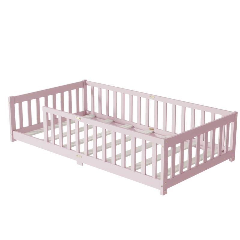 Floor Bed with Fence without Door - Pink
