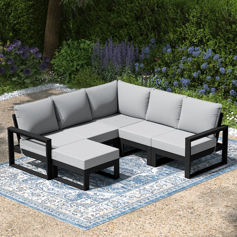 Endless Patio 6-Piece Deep Seating Set with Ottoman with Black Frame
