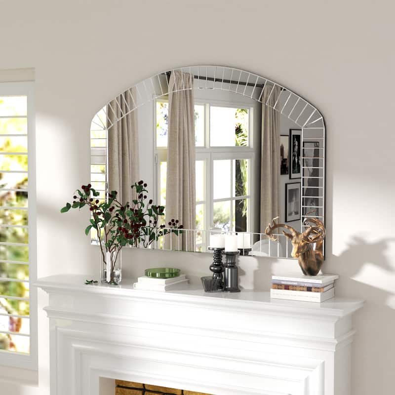 Frameless Beveled Arched Mirror Art Decorative - 40" W x 28" H