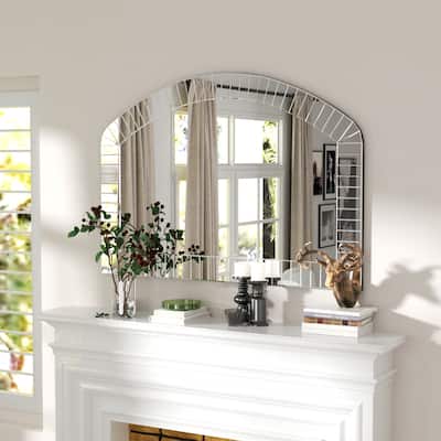 Frameless Beveled Arched Mirror Art Decorative - 40" W x 28" H