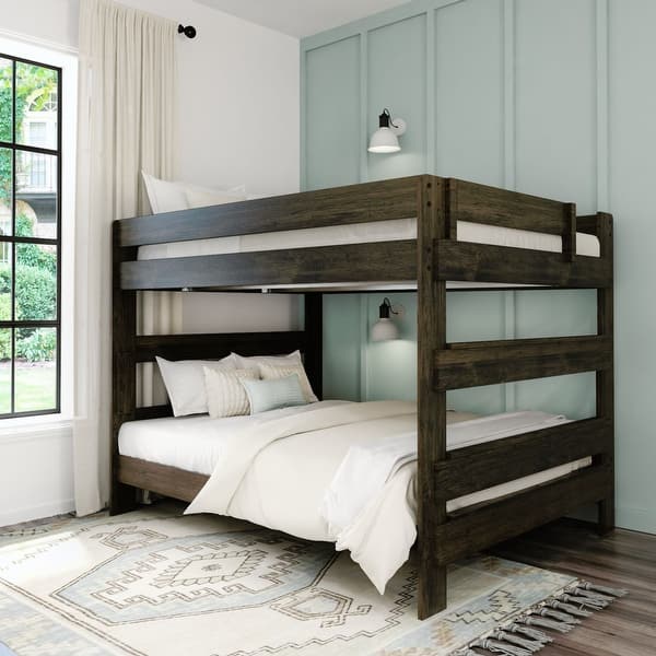 slide 2 of 22, Max and Lily Farmhouse Queen over Queen Bunk Bed Barnwood Brown