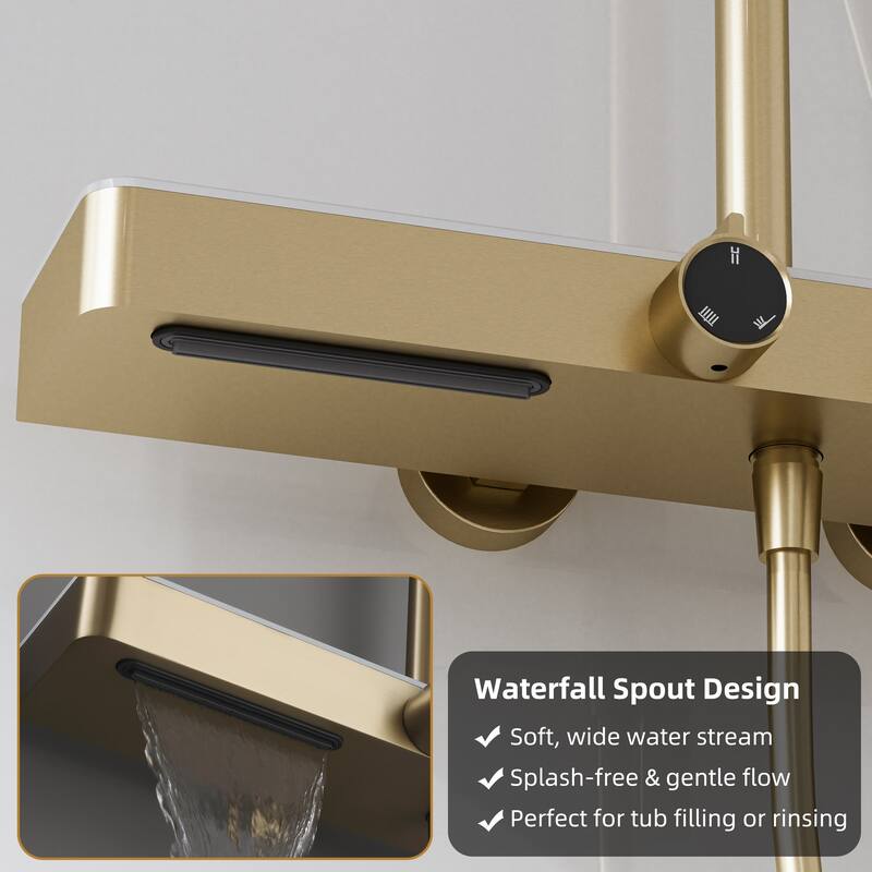 Modland 3-Function Wall Mount Shower System with Tub Spout 10.8" Rainfall Shower & Handheld Shower