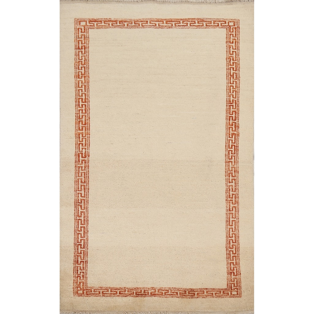 Geometric Bordered Gabbeh Kashkoli Oriental Area Rug Wool Hand-knotted - 3'0" x 5'5"