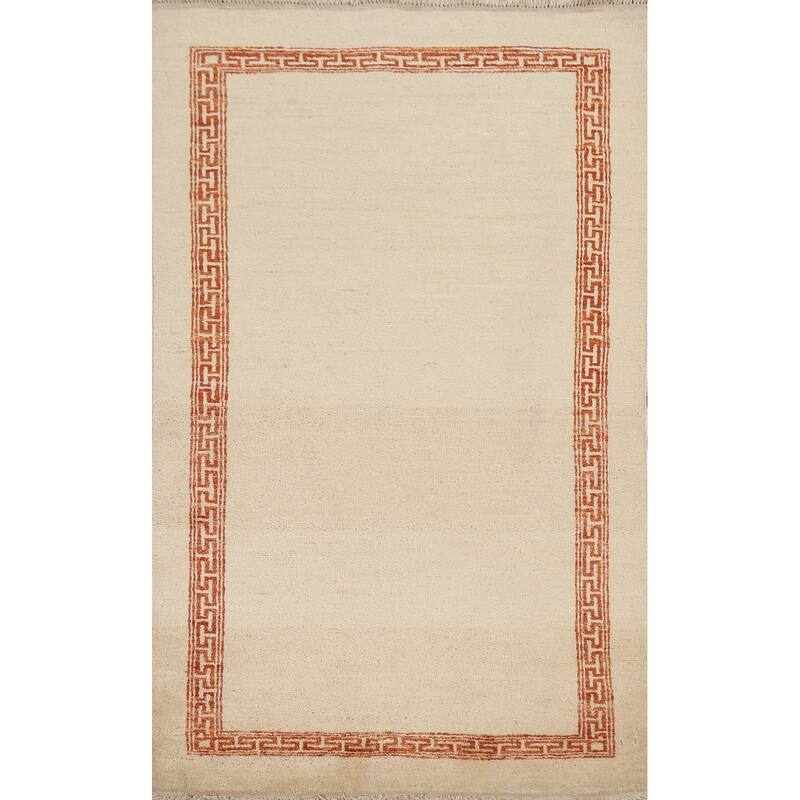 Geometric Bordered Gabbeh Kashkoli Oriental Area Rug Wool Hand-knotted - 3'0" x 5'5"
