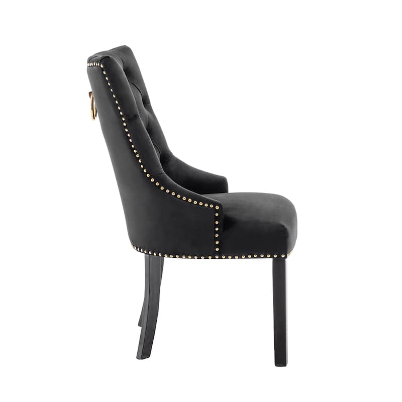 Porthos Home Dev Tufted Velvet Dining Chairs with Rubberwood Legs, Set of 2