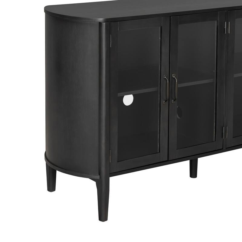 58" Sideboard with 4 Glass Doors for Living Room and Dining Room Organization