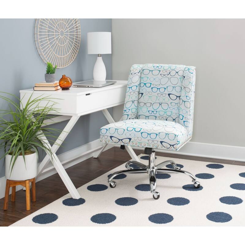 Glasses Printed Adjustable Office Chair - 41.5" - White and Blue